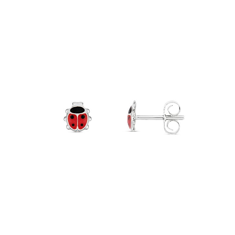 Schmidt Kinderohrstecker Silber 925 mit rotem Akzent für Damen und Kinder, Ø 4mm, eleganter Ohrschmuck