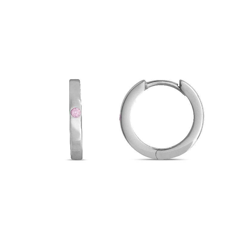 Schmidt Creole Ohrschmuck aus 925 Silber mit rosa Steinchen für Damen und Kinder