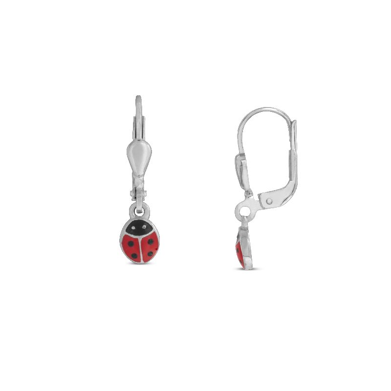 Schmidt Kinderohrhänger aus 925 Silber mit roten und schwarzen Akzenten für Kinder-Ohrschmuck