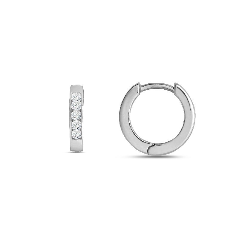 Schmidt Creole Silber 925 für Damen mit Zirkonia, Ø 10,5mm, eleganter Ohrschmuck in Silberfarben