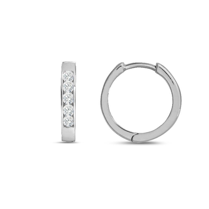 Schmidt Creole Silber 925 für Damen mit Zirkonia, Ø 13mm, eleganter Ohrschmuck in Silberfarben