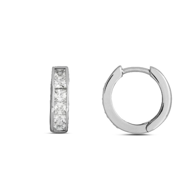 Schmidt Creole Silber 925 für Damen mit Zirkonia, Ø 13,4mm, eleganter Ohrschmuck in Silberfarben