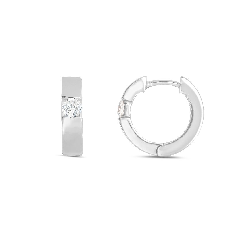 Schmidt Creole Silber 925 für Damen mit Zirkonia, Ø 12,8mm, eleganter Ohrschmuck in Silberfarben