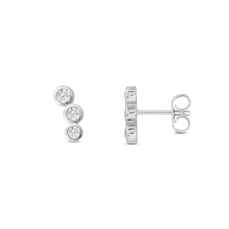Schmidt Ohrstecker Silber 925 für Damen mit Zirkonia, Ø ca. 10mm, eleganter Ohrschmuck in Silberfarben