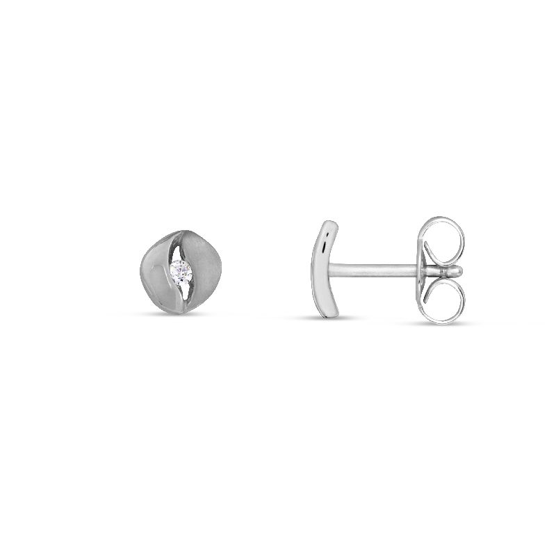 Schmidt Ohrstecker Silber 925 für Damen mit Zirkonia, Ø 7mm, eleganter Ohrschmuck in Silberfarben