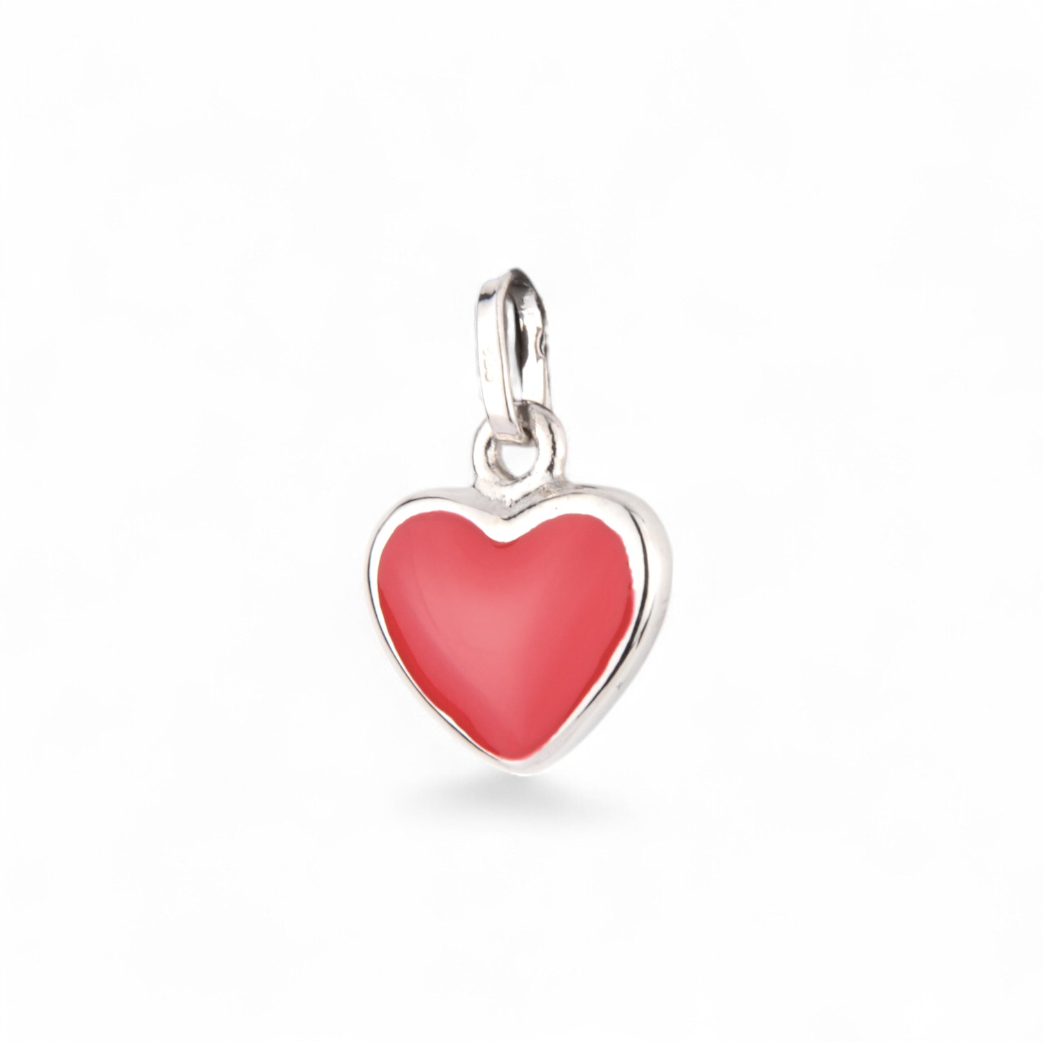 Schmidt Kinderanhänger Herz aus 925 Silber, rot lackiert, 14,3x9,8mm, für Jungen und Mädchen