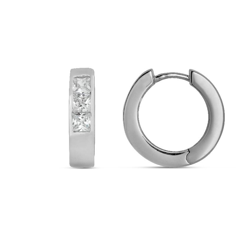 Schmidt Creole Silber 925 für Damen, Ø 15,8mm, silberfarben mit Zirkonia - eleganter Ohrschmuck