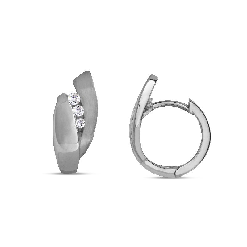 Schmidt Creole Silber 925 für Damen mit Zirkonia, 14,6x7,2mm, eleganter Ohrschmuck in Silberfarben
