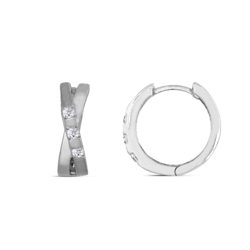 Schmidt Creole Silber 925 für Damen mit Zirkonia, Ø 15,9mm, eleganter Ohrschmuck in Silberfarben