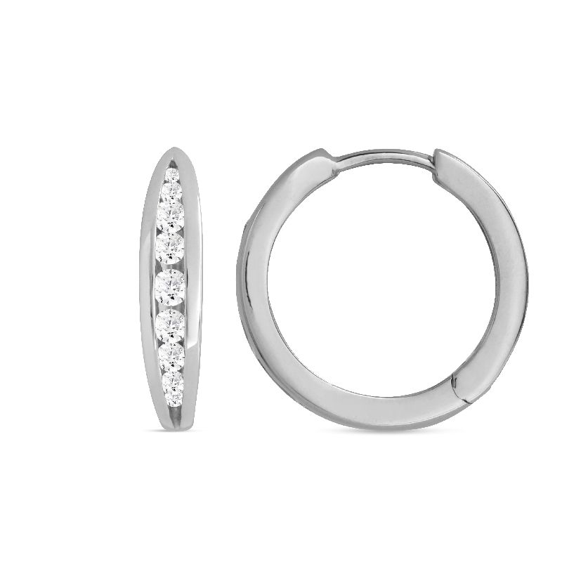 Schmidt Creole Silber 925 für Damen mit Zirkonia, 18,1x4mm, eleganter Ohrschmuck in Silberfarben