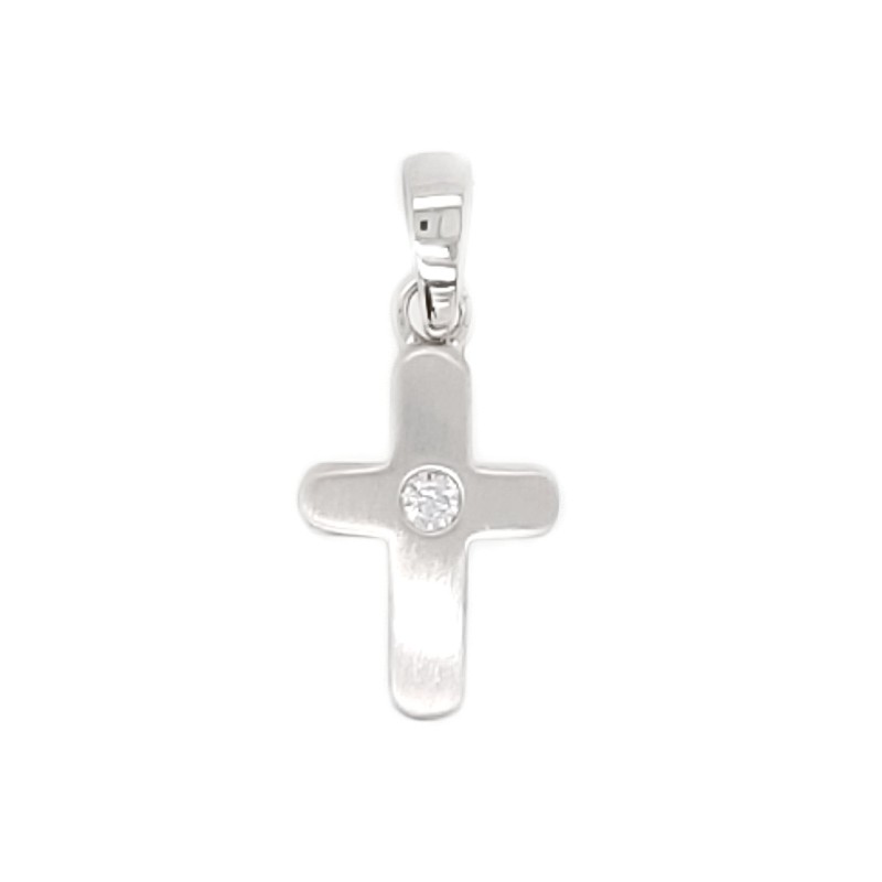 Kreuzanhänger Silber 925 für Damen & Kinder mit Zirkonia von Schmidt, Ø 13mm, eleganter Schmuck