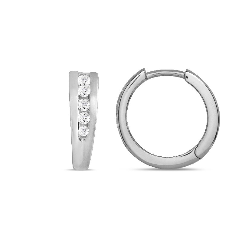 Schmidt Creole Silber 925 für Damen mit Zirkonia, 15x4,6mm, eleganter Ohrschmuck in Silberfarben