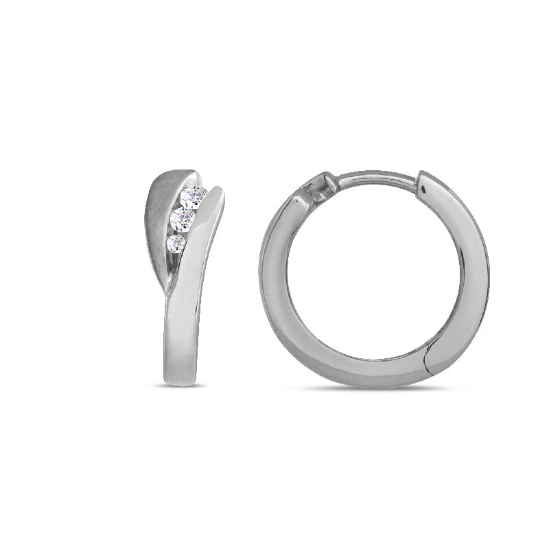 Schmidt Creole Silber 925 für Damen mit Zirkonia, Ø 14,5mm, eleganter Ohrschmuck in Silberfarben