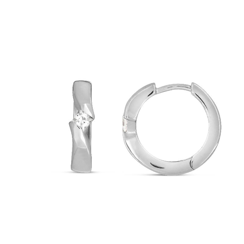 Schmidt Creole Silber 925 für Damen, Ø 15mm, silberfarben mit Zirkonia - eleganter Ohrschmuck