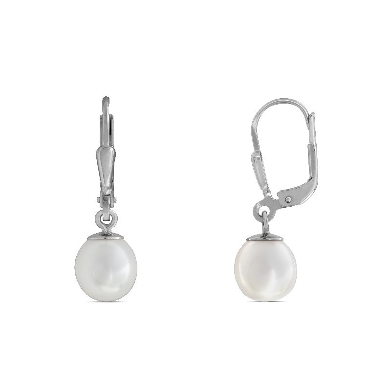Schmidt Ohrhänger Silber 925 mit Süsswasser-Perlen für Damen, Ø ca. 10mm, eleganter Ohrschmuck in Silberfarben