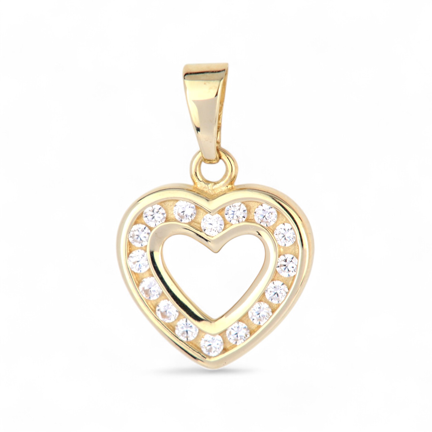 Schmidt Herz Anhänger für Damen aus 333 Gold mit Zirkonia, 20x12,9mm, goldfarben, eleganter Schmuck