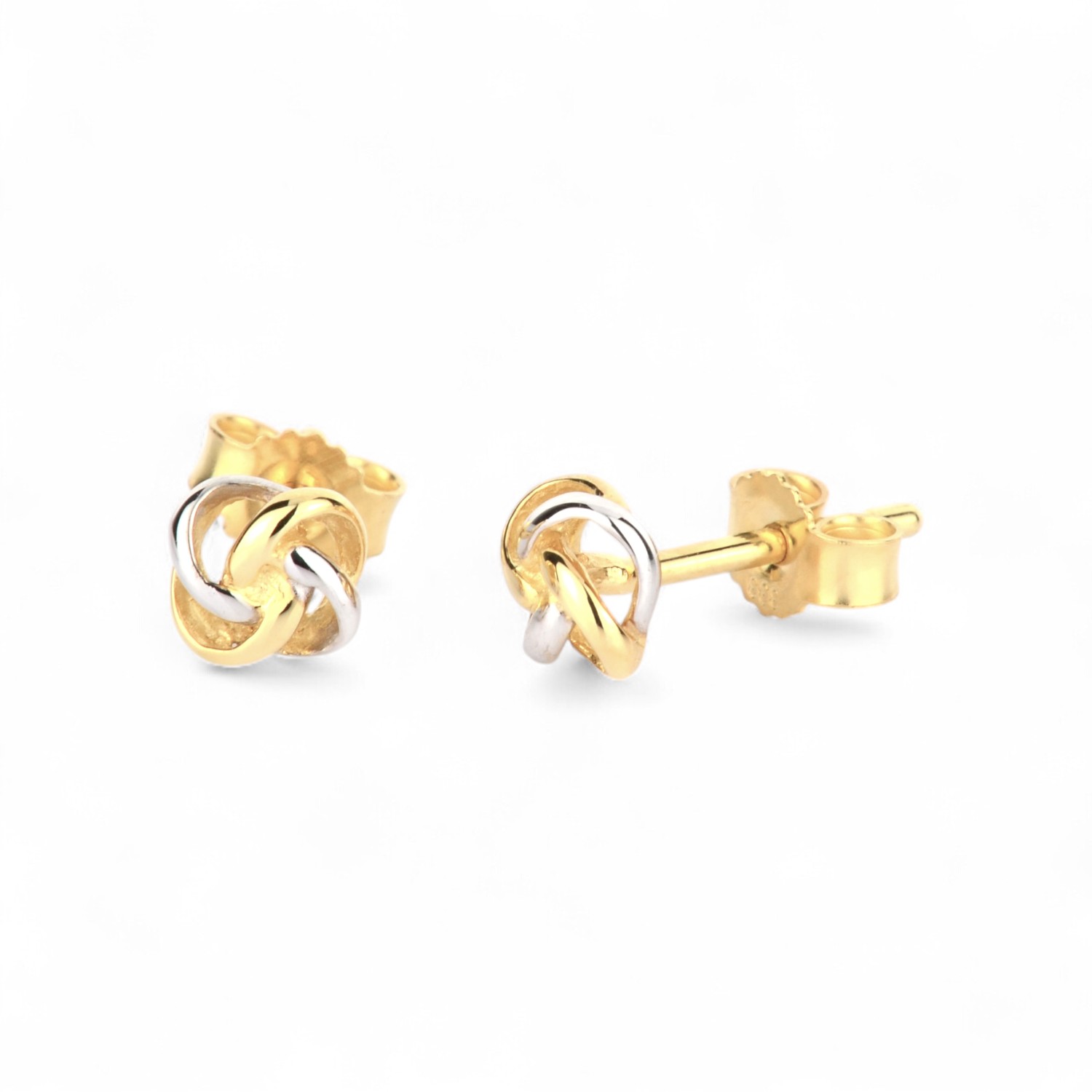 Schmidt 2-farbige Knoten-Ohrstecker aus 333 Gold für Damen, 5mm, gold- und silberfarben