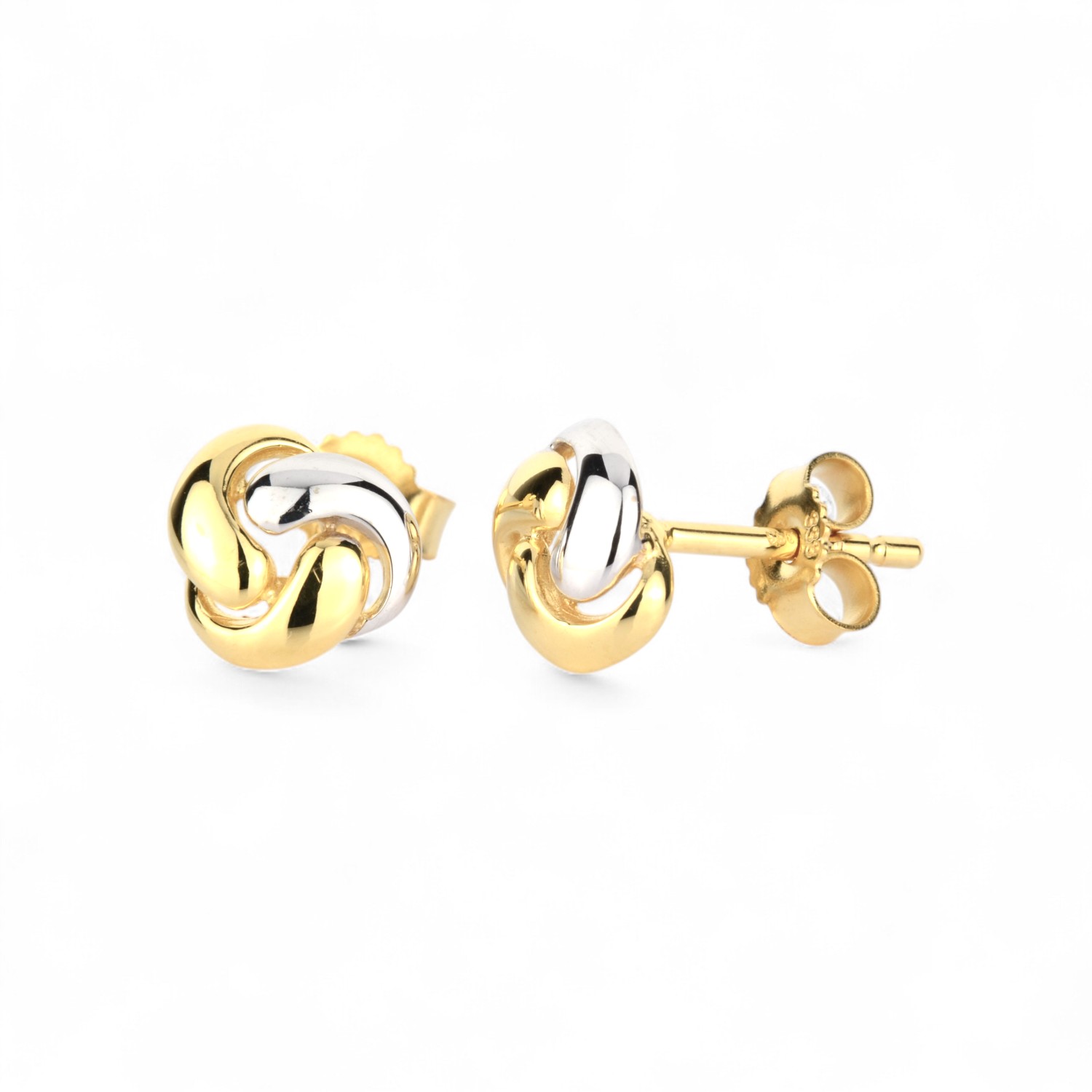 Schmidt 2-farbige Knoten Ohrstecker aus 333 Gold für Damen, 7,2mm, gold- und silberfarben
