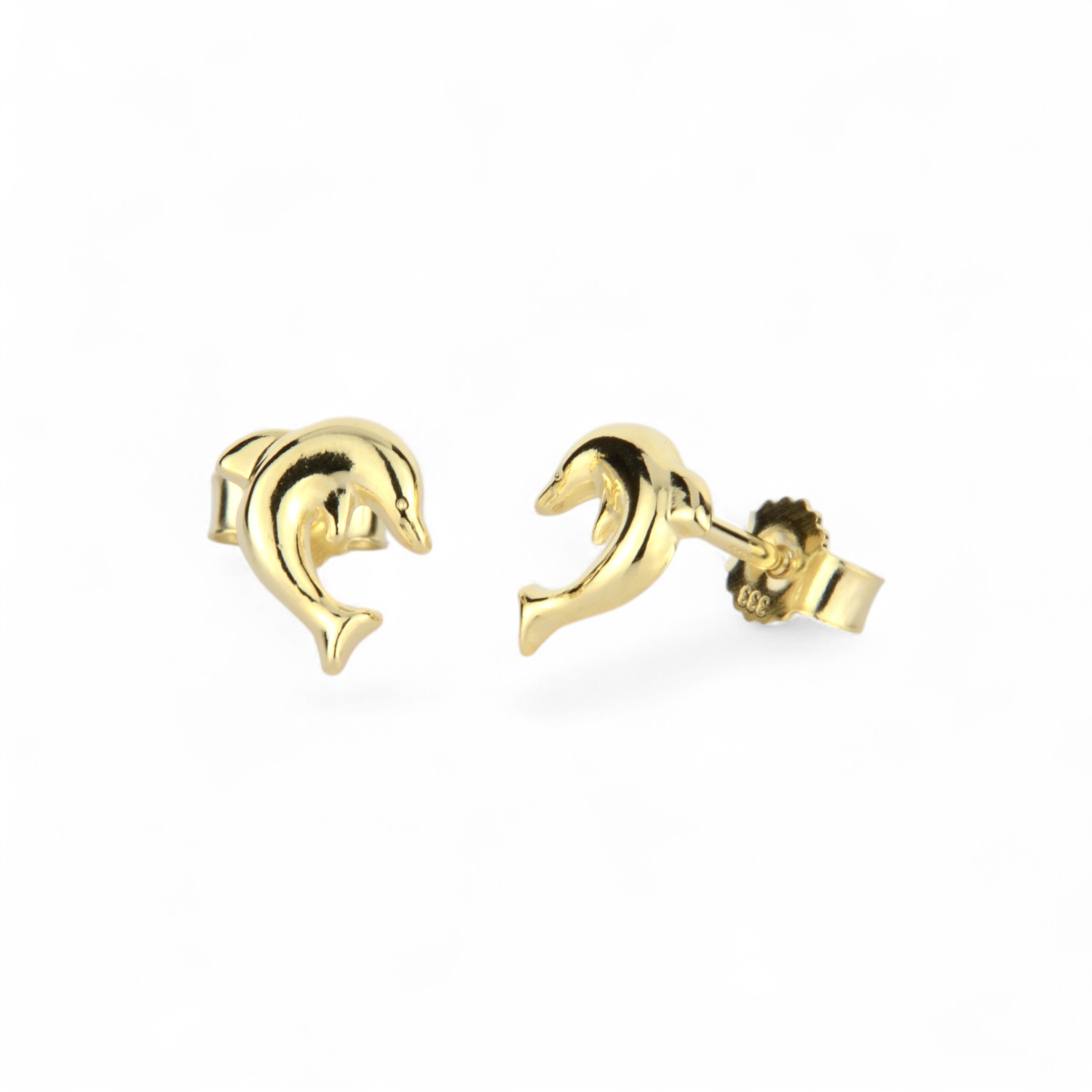 Kinderohrstecker Delfin aus 333 Gold für Kinder – goldfarbener Ohrschmuck von Schmidt, 7,7x6,7mm