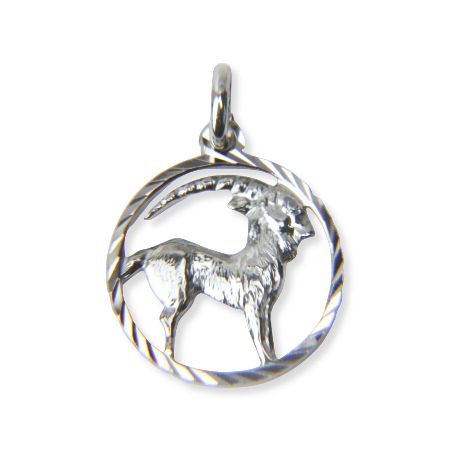 Schmidt Anhänger Sternzeichen Steinbock, 925 Silber, Ø 15mm, Unisex, Silberfarben