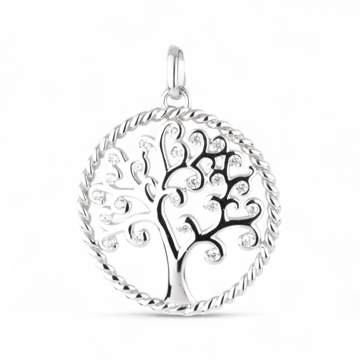 Schmidt Anhänger Lebensbaum aus 925 Silber für Damen mit Zirkonia, 25x33mm, silberfarben