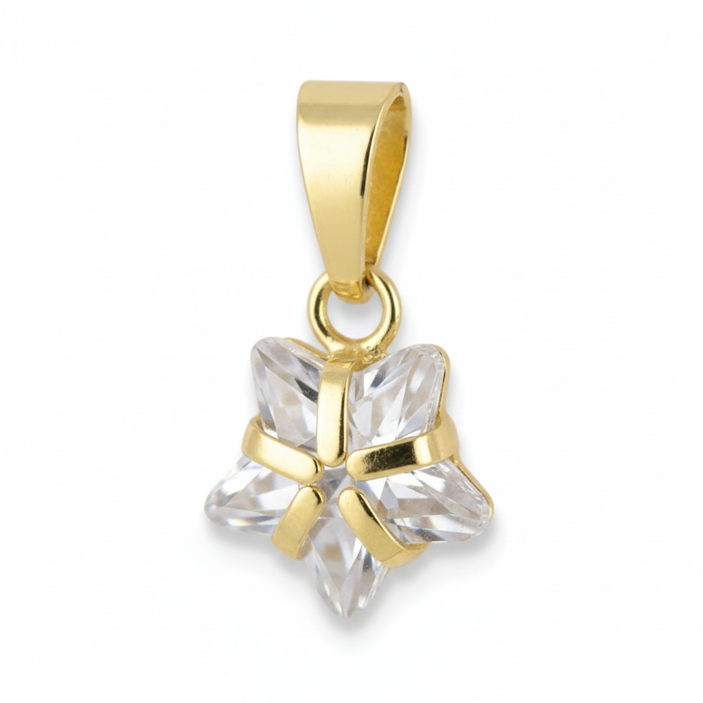 Schmidt Stern Anhänger Gold 333 für Damen mit Zirkonia, 14x8mm, eleganter Schmuck in goldfarben