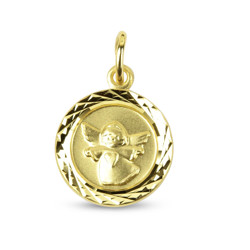 Schmidt Gravurplatte Engel aus 333 Gold für Damen und Kinder, goldfarbener Anhänger