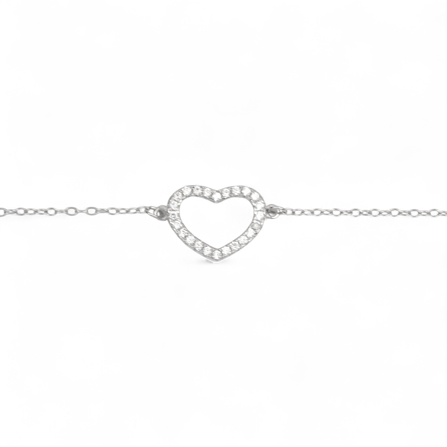 Schmidt Damen Armband mit Herz aus 925 Silber, 19cm, silberfarben, Zirkonia-Steinen, eleganter Armschmuck