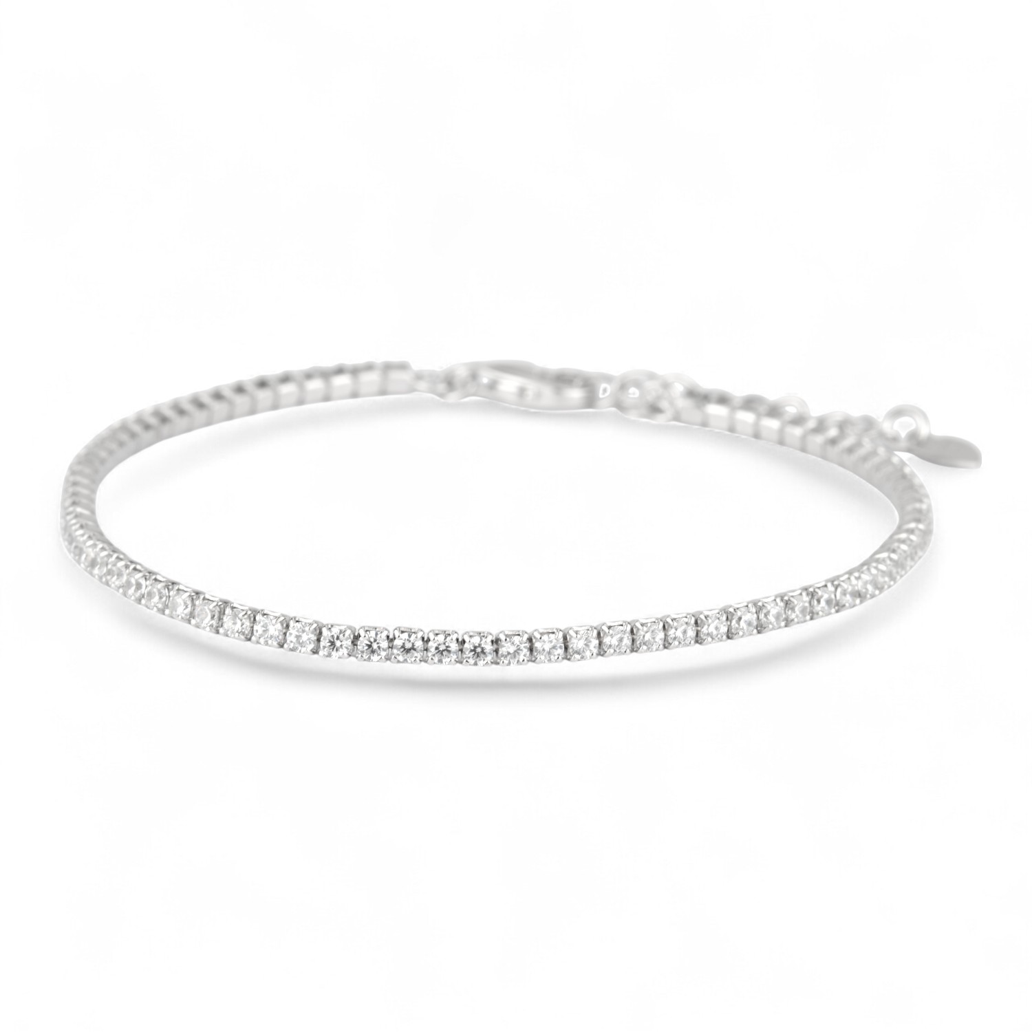 Schmidt Tennisarmband für Damen aus 925 Silber mit Zirkonia, silberfarben, 16+3 cm verstellbar