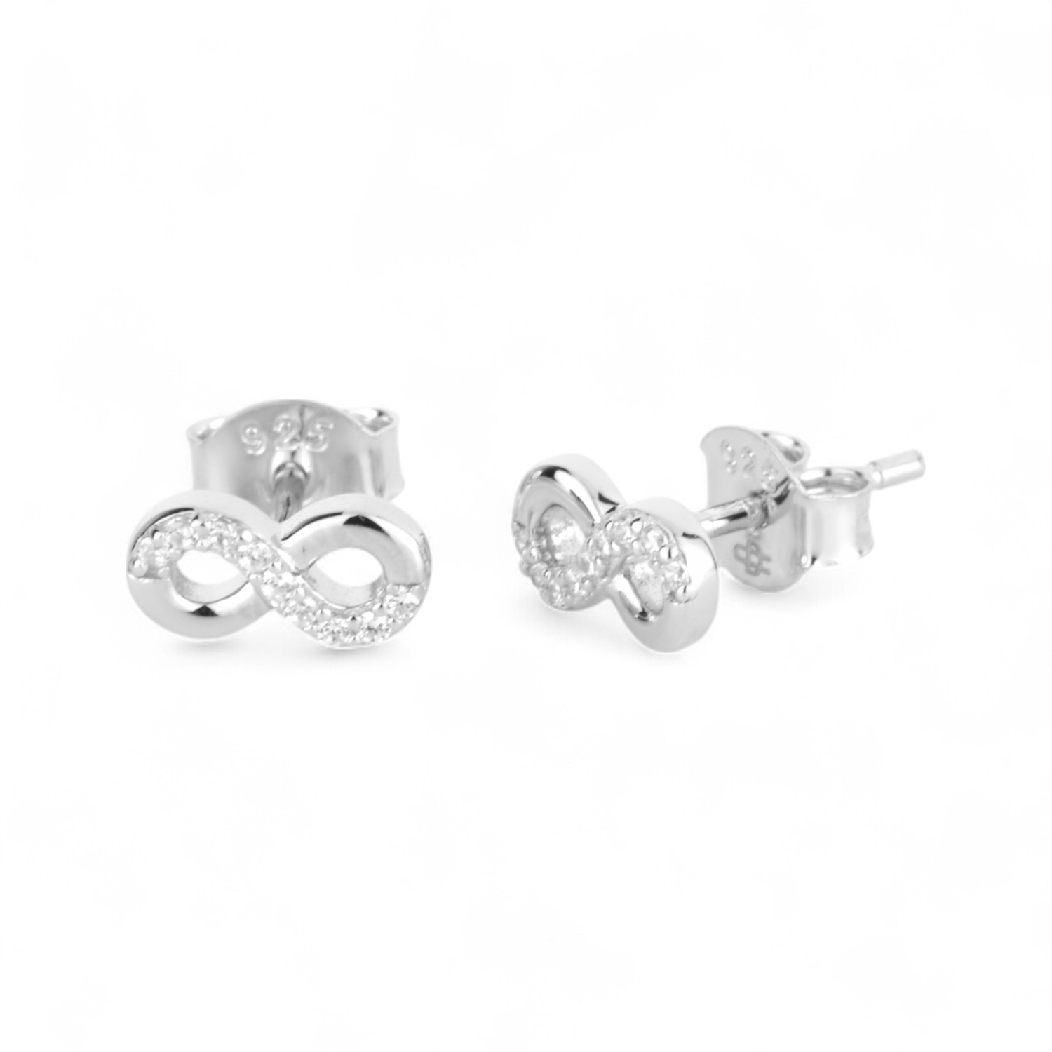 Schmidt Ohrstecker Unendlichkeit aus 925 Silber mit Zirkonia für Damen, 8,8x4,5mm, silberfarben