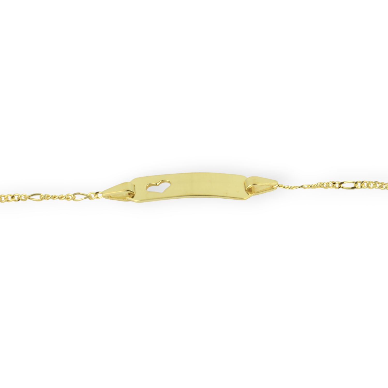 ID-Armband Figaro Muster mit Herz für Kinder, goldfarben, 333er Gold, 12+2cm, von Schmidt