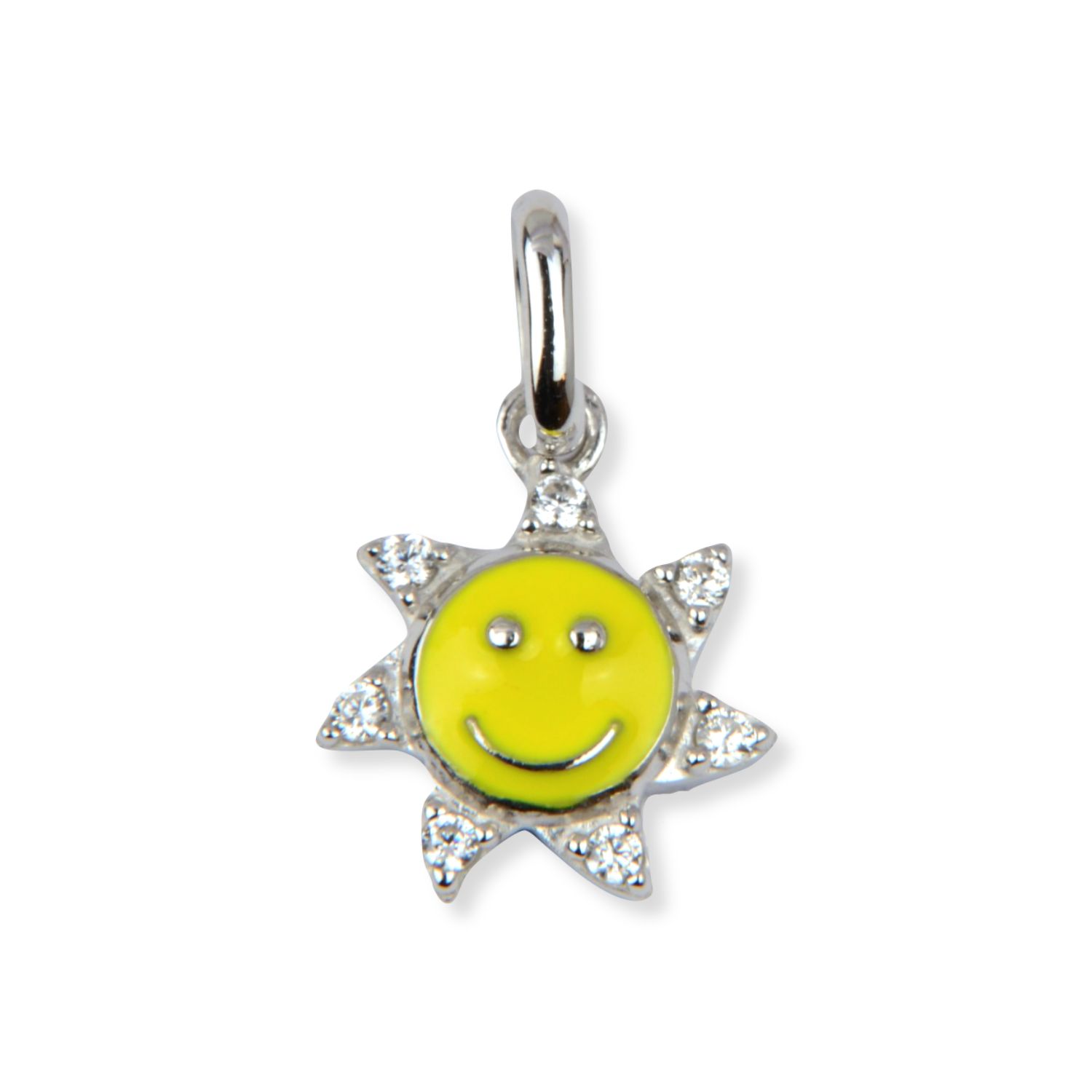 Schmidt Sonnen Anhänger für Kinder aus 925 Silber mit Zirkonia, silberfarben und gelb, 9,5mm