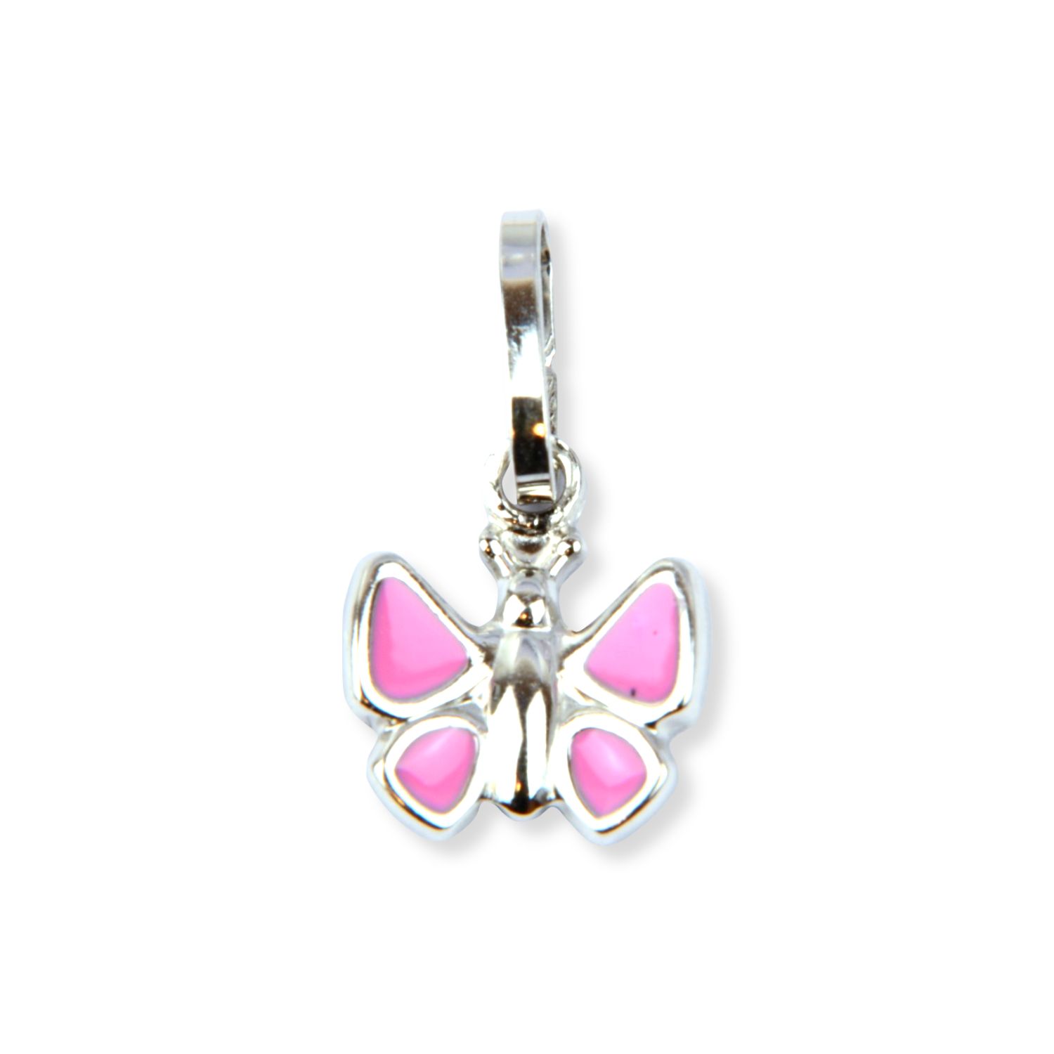 Schmidt Kinderanhänger Schmetterling aus 925 Silber mit pinken Flügeln für Mädchen, ca. 14x8mm
