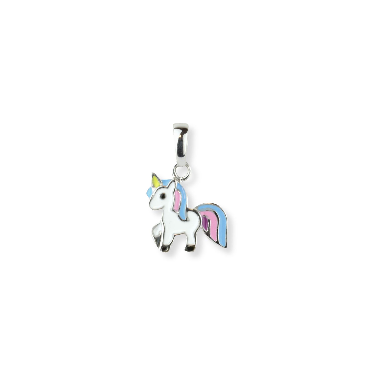 Schmidt Einhorn Anhänger aus 925 Silber für Kinder, 10,7mm, bunt und silberfarben, ideal als Geschenk