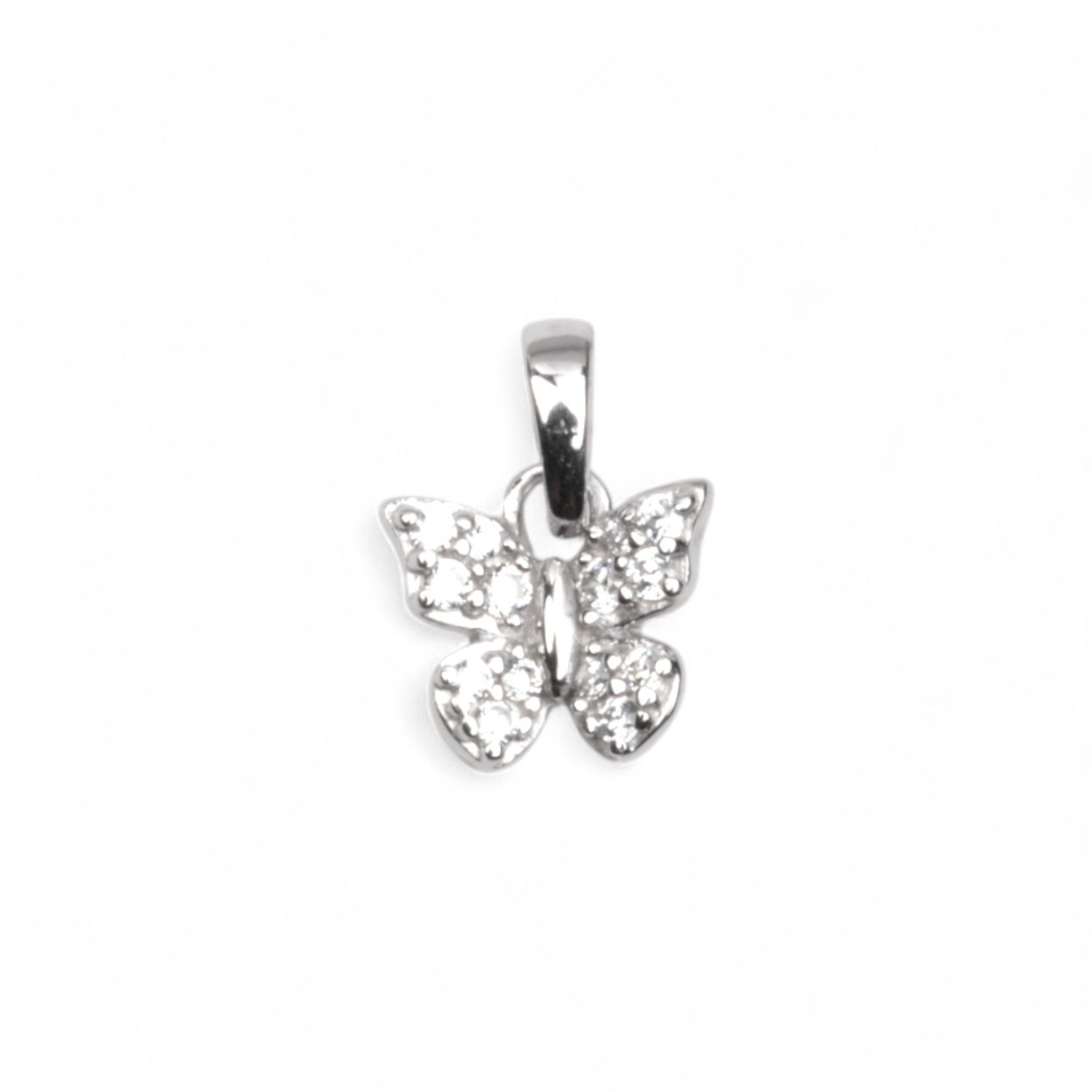 Schmidt Schmetterling Anhänger aus 925 Silber für Kinder mit Zirkonia, silberfarben, 7,7x9,2mm