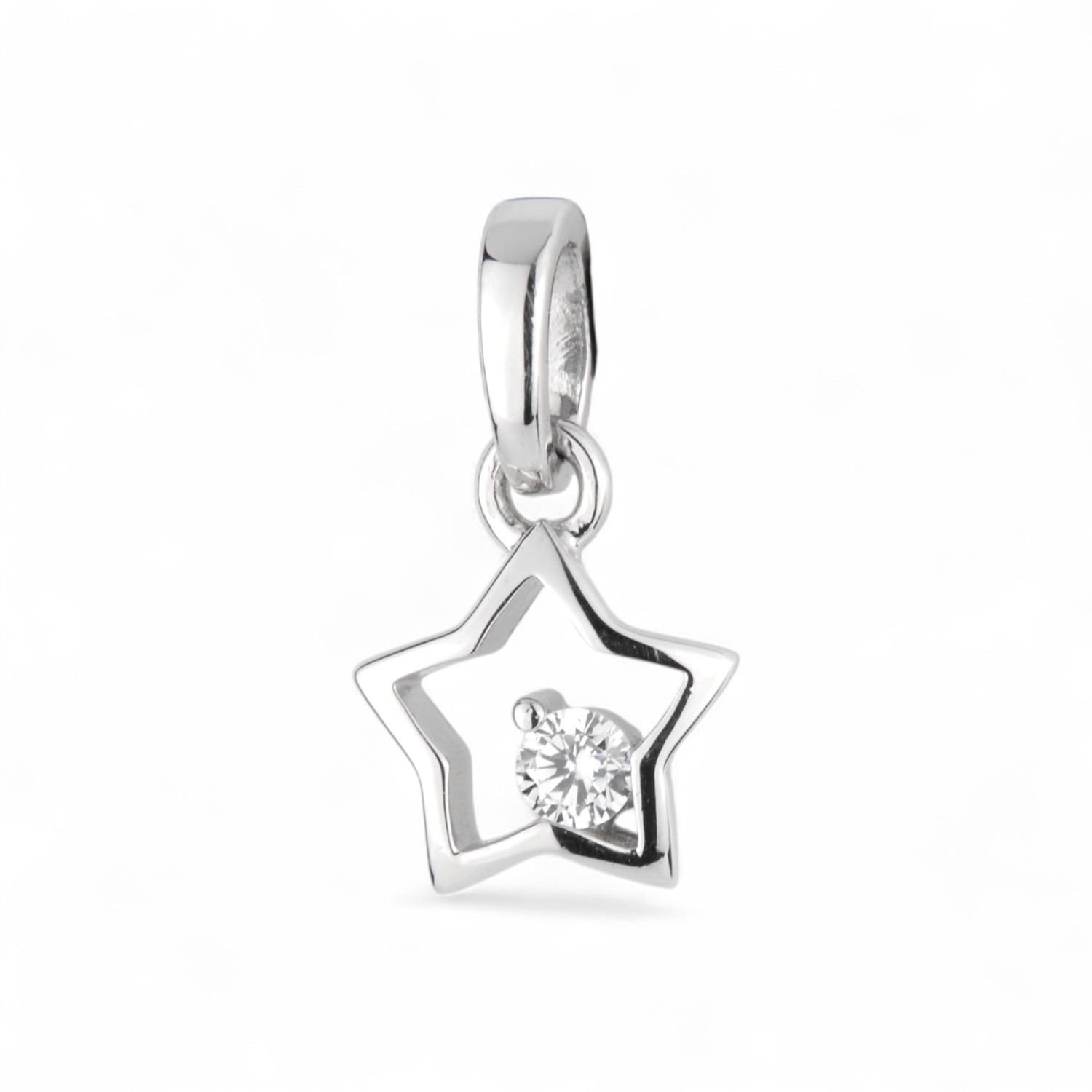 Schmidt Anhänger Stern aus 925 Silber für Damen und Kinder mit Zirkonia, 14,8x8,5mm, silberfarben