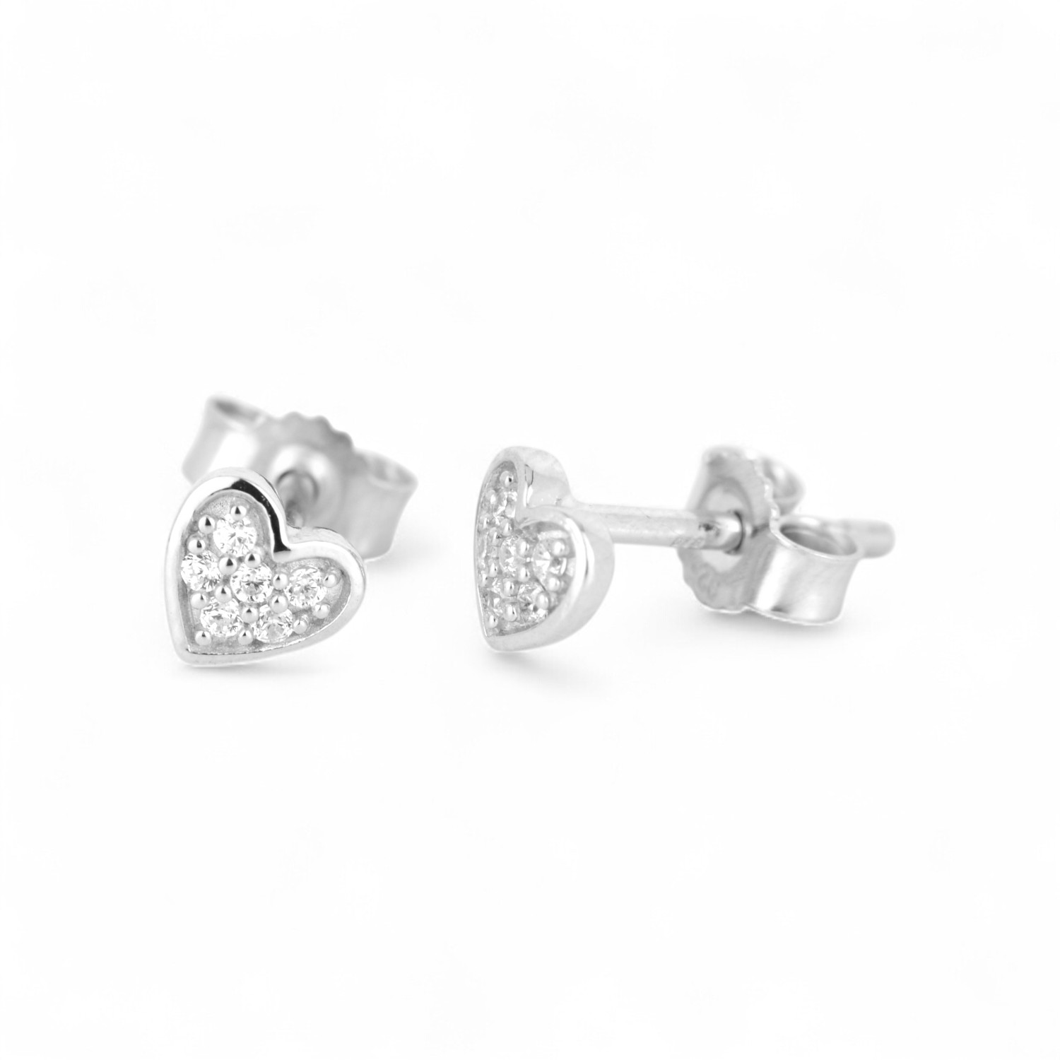 Schmidt Ohrstecker Herz aus 925 Silber mit Zirkonia für Damen, 5,2mm, silberfarben, eleganter Ohrschmuck