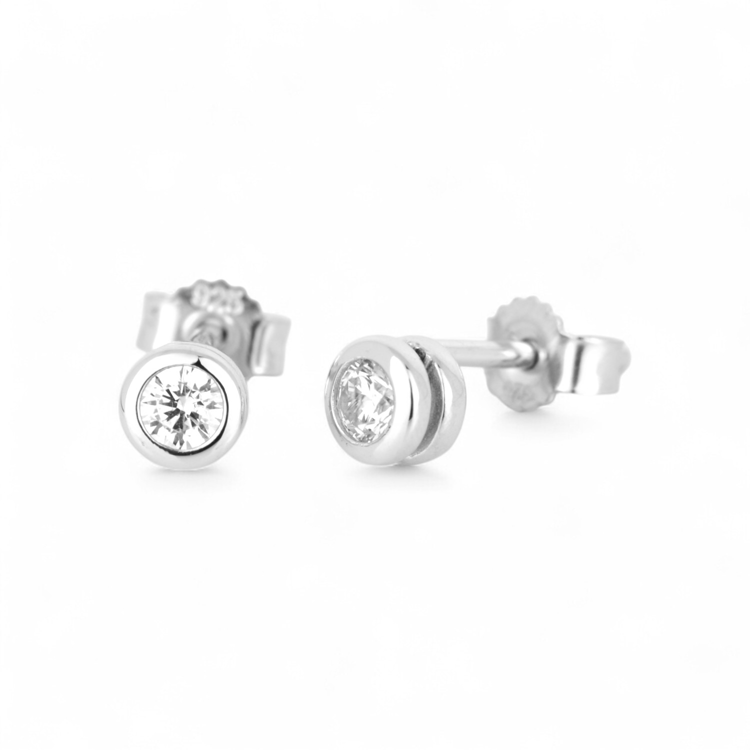 Schmidt Ohrstecker Damen aus 925 Silber mit Zirkonia, Ø 4,6mm, silberfarben, eleganter Ohrschmuck