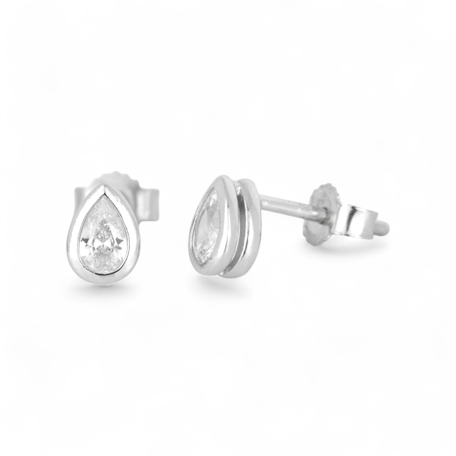 Schmidt Ohrstecker Tropfen aus 925 Silber mit Zirkonia für Damen, silberfarben, 6,5x4,5mm
