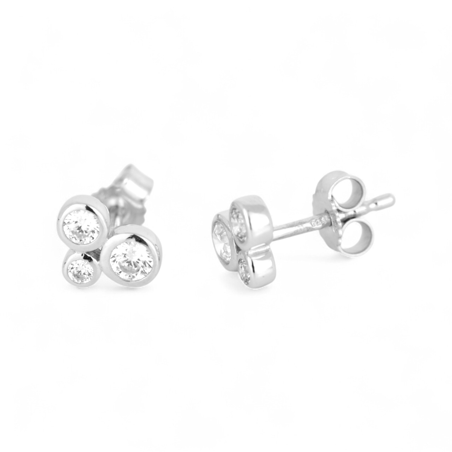 Schmidt Ohrstecker Damen 925 Silber mit 6 runden Zirkonia, silberfarben, 7,9x6mm Ohrschmuck