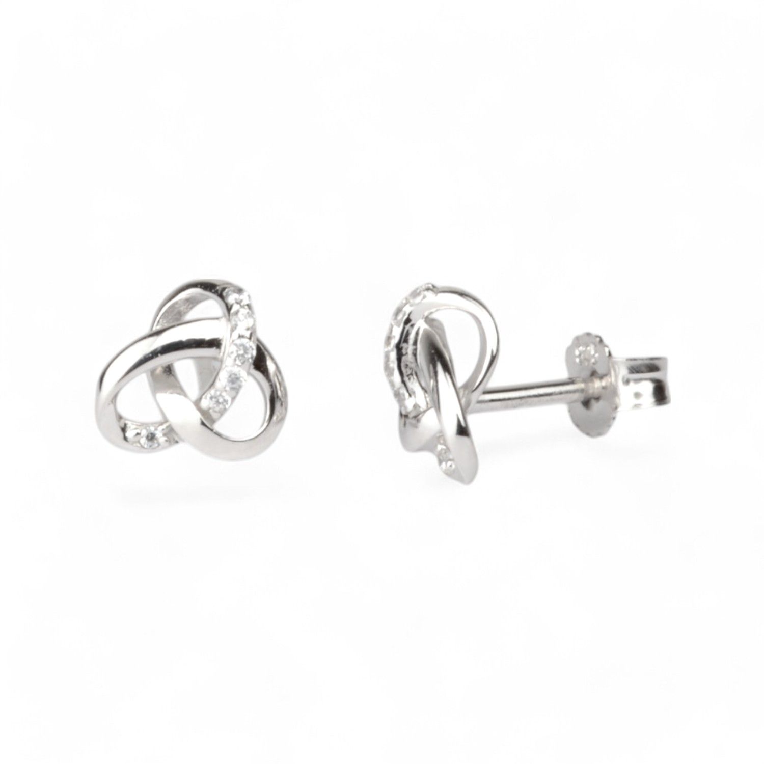 Schmidt Ohrstecker Knotten aus 925 Silber mit Zirkonia für Damen, 6,9mm, silberfarben