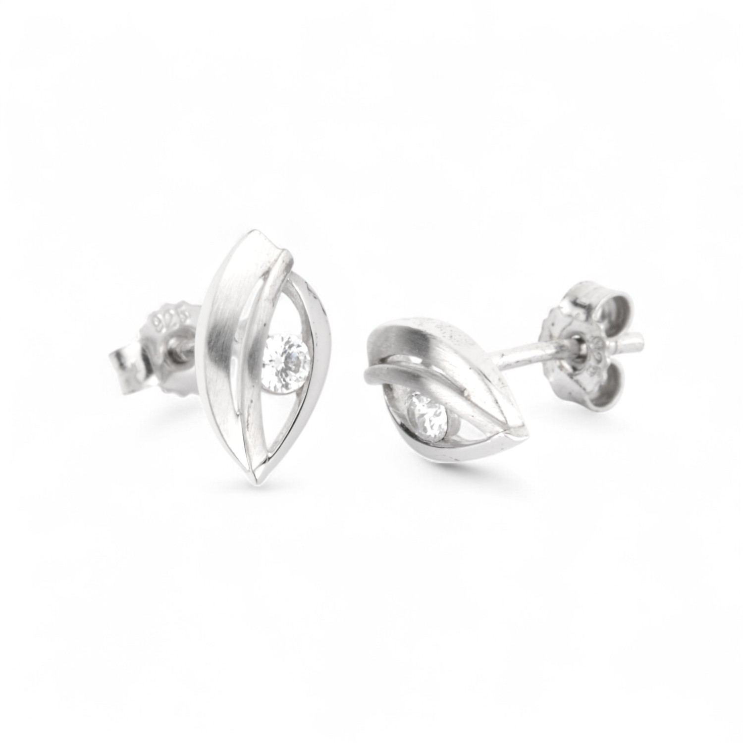 Schmidt Ohrstecker Damen aus 925 Silber mit Zirkonia, silberfarben, 5,7x10,8mm, eleganter Ohrschmuck
