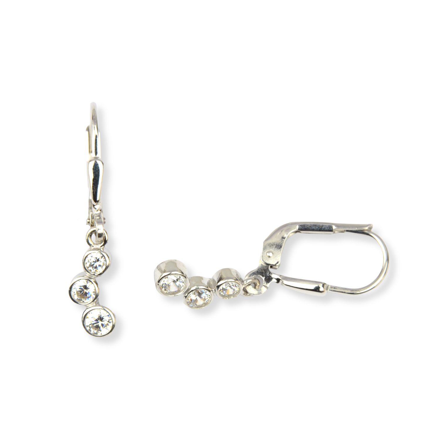 Schmidt Ohrhänger Steinreihe aus 925 Silber mit Zirkonia für Damen, ca. 25mm lang, silberfarben