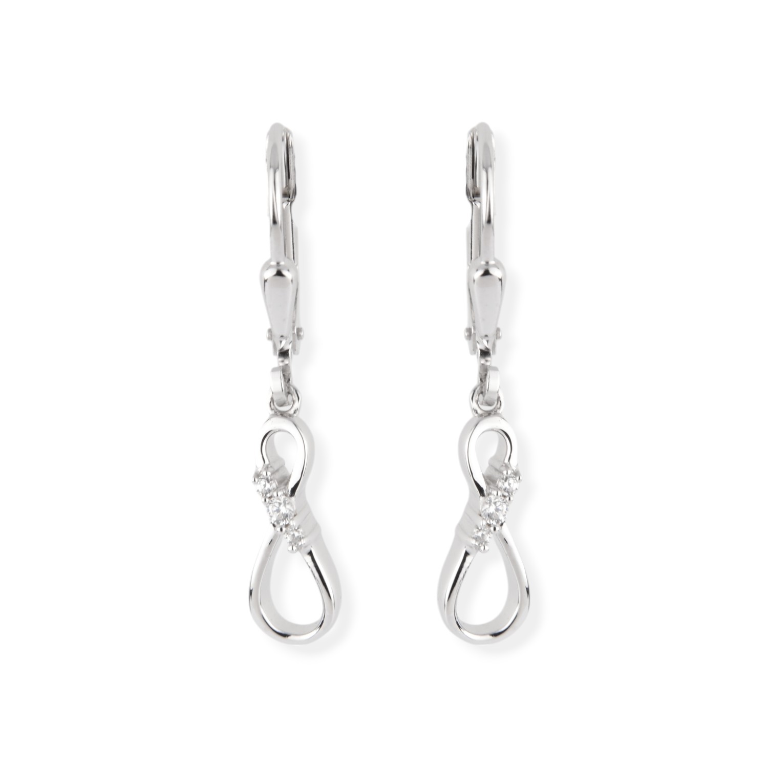 Schmidt Ohrhänger Unendlichkeitszeichen aus 925er Silber mit Zirkonia für Damen, 5x29mm, silberfarben