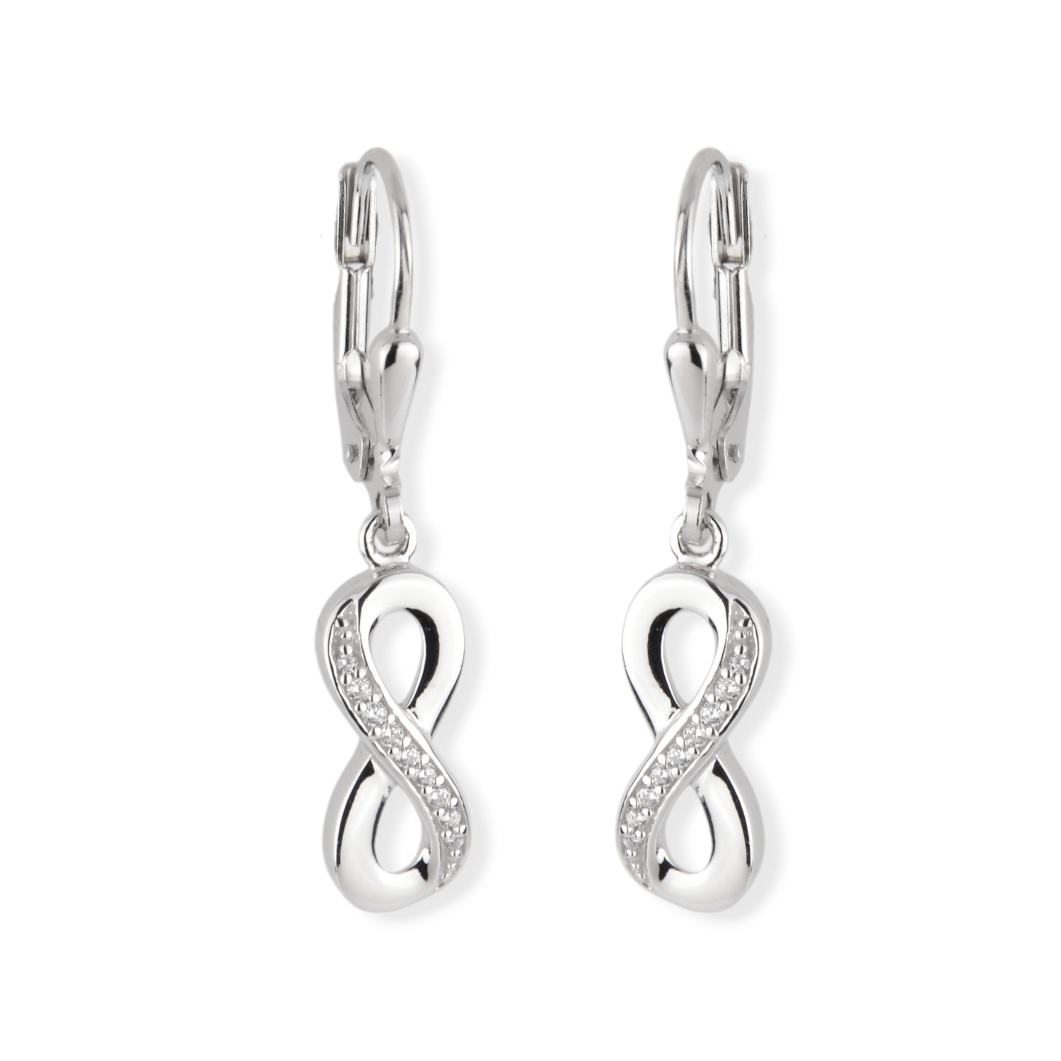 Schmidt Ohrhänger Unendlichkeitszeichen aus 925 Silber mit Zirkonia für Damen, 5,8x30mm, silberfarben