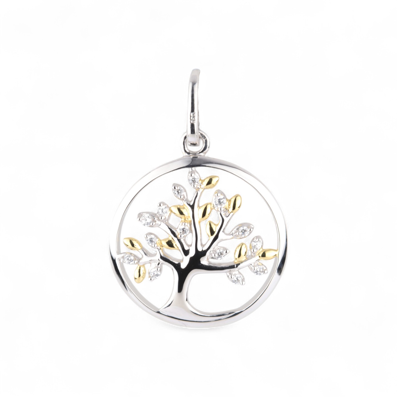 Schmidt Anhänger Lebensbaum 925 Silber & vergoldet, 2-farbig, Damen, 17,3x25mm mit Zirkonia