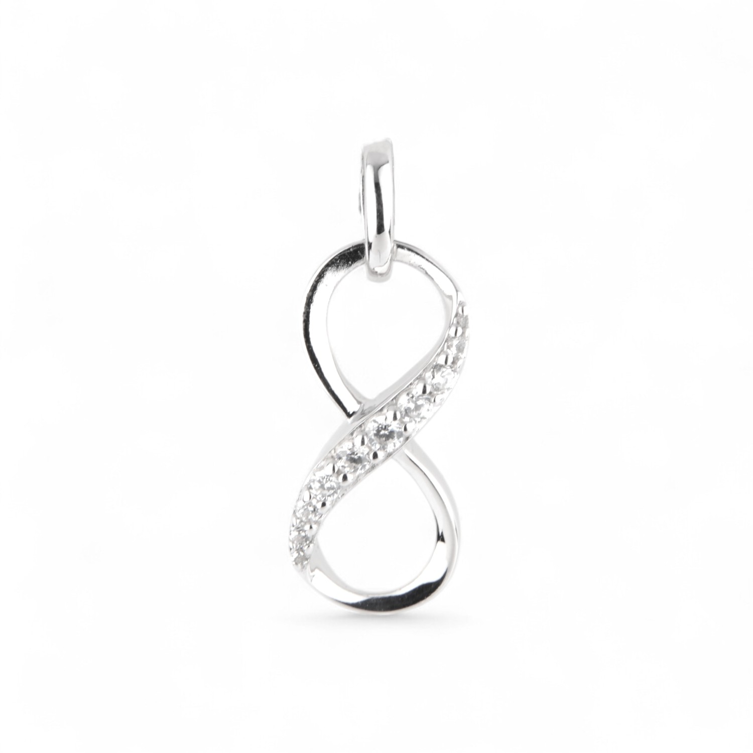 Schmidt Damen Anhänger Unendlichkeitszeichen aus 925 Silber mit Zirkonia, 7,2x20,5mm, silberfarben