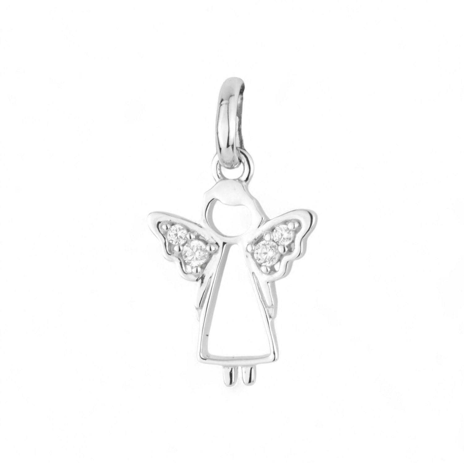 Glücksanhänger Engel aus 925 Silber für Damen mit Zirkonia, 18,1x10,1mm, silberfarben - Schmidt