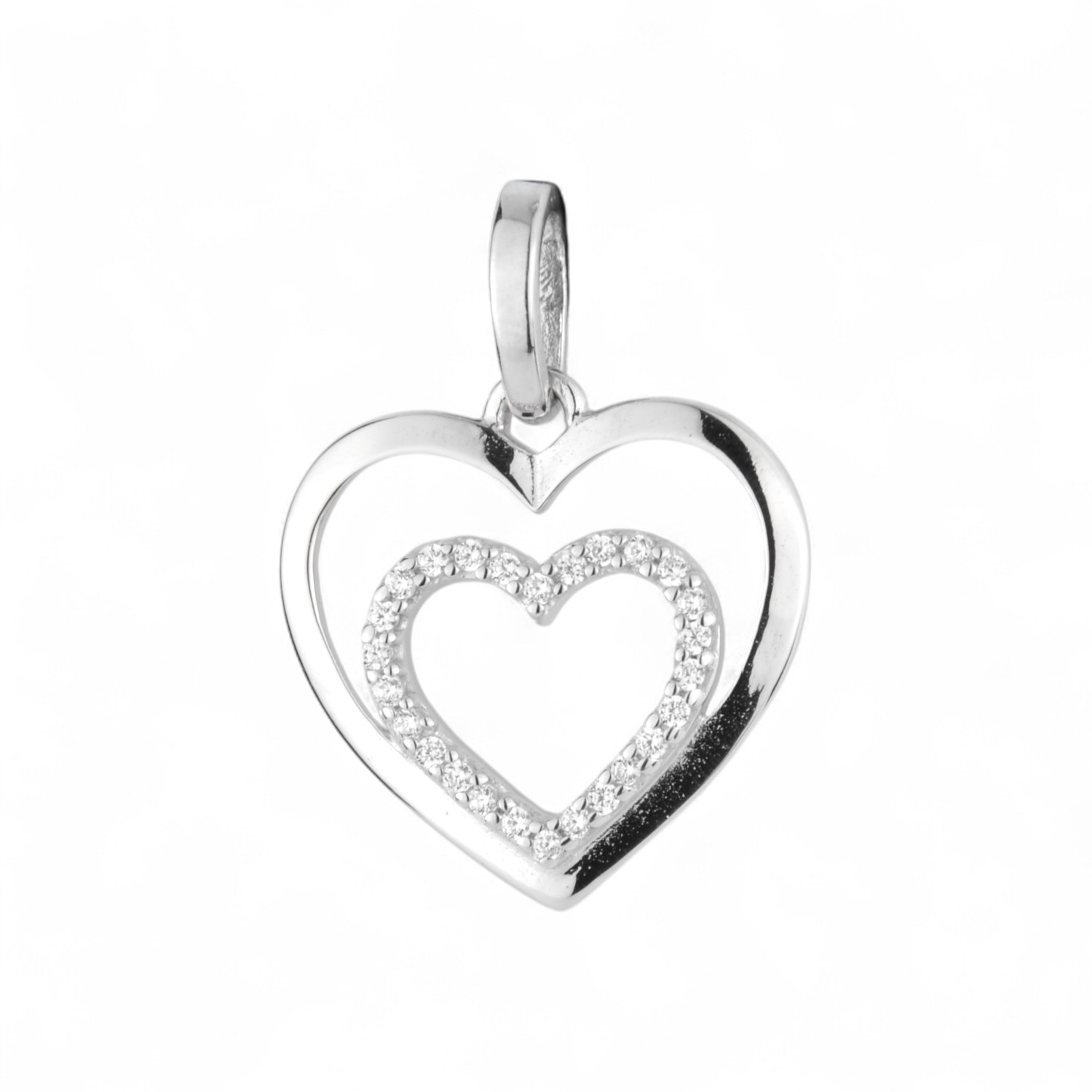 Schmidt Herzanhänger für Damen aus 925 Silber mit Zirkonia, silberfarben, 18,2x13,7mm