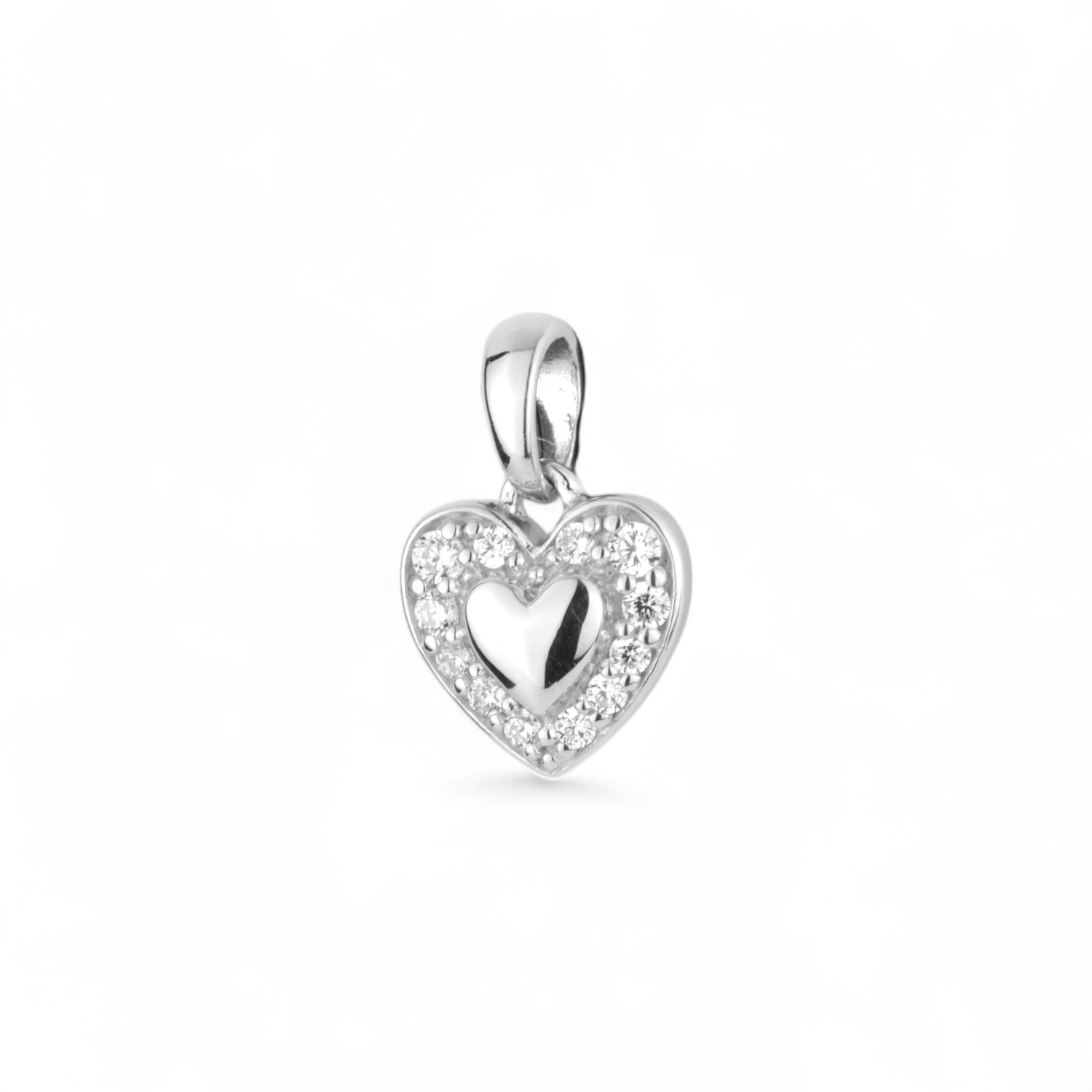 Schmidt Herzanhänger aus 925 Silber für Damen mit Zirkonia, silberfarben, 13,4x8,7mm